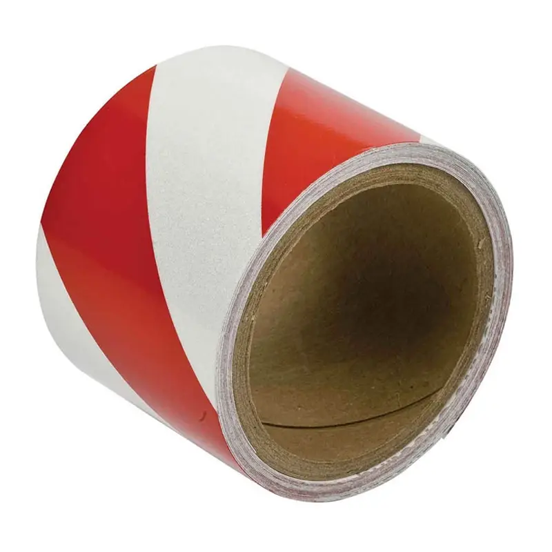Waarschuwingstape reflecterend 75 mm rood/wit