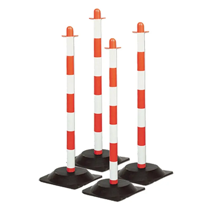 Rood witte waarschuwingspaal Brady 900 mm inclusief rubber voetstuk