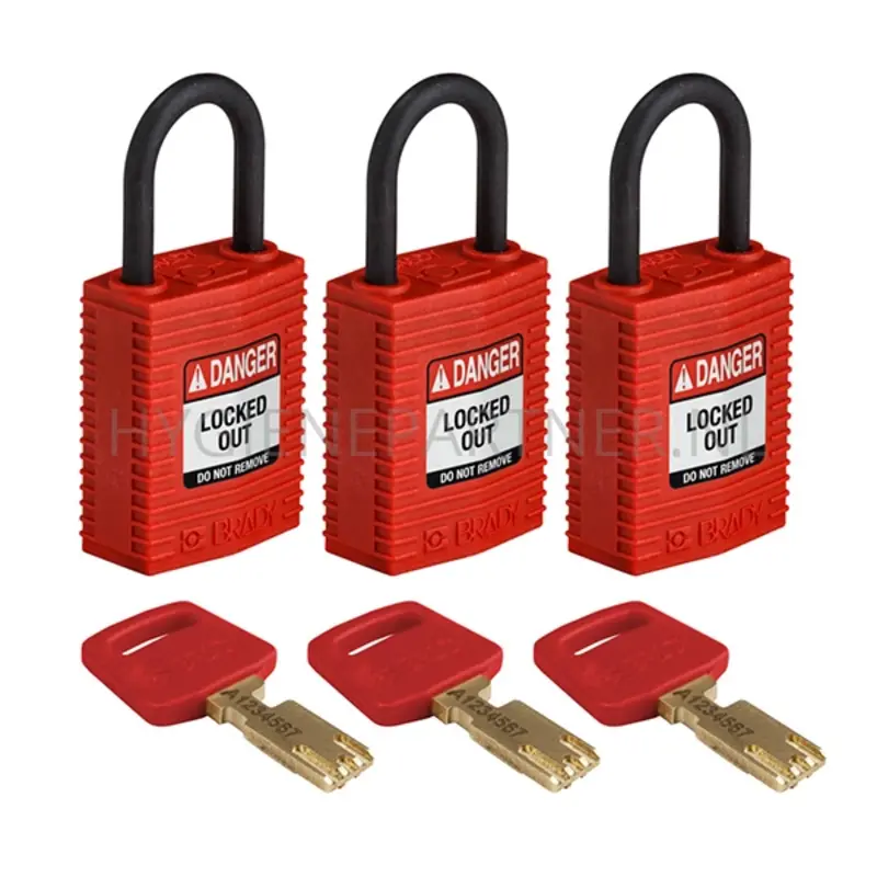 Brady 150189 SafeKey Compact Nylon veiligheidssloten Danger Locked Out rood