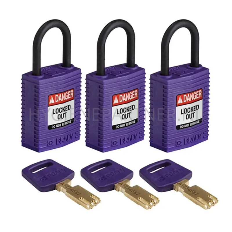 Brady 150195 SafeKey Compact Nylon veiligheidssloten Danger Locked Out paars