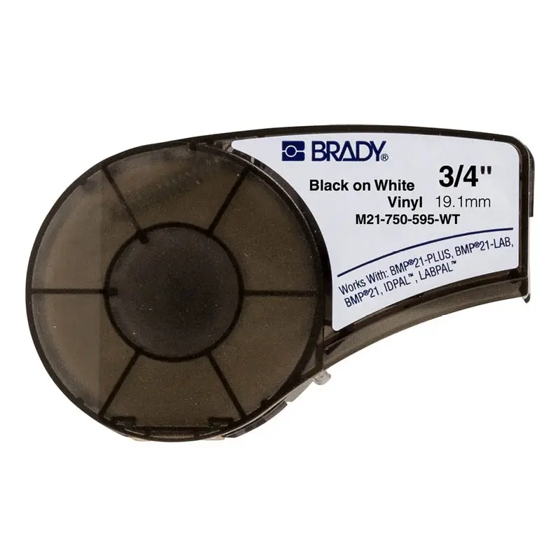 Label vinyl M21-750-595-WT 19,05 mm zwart op wit