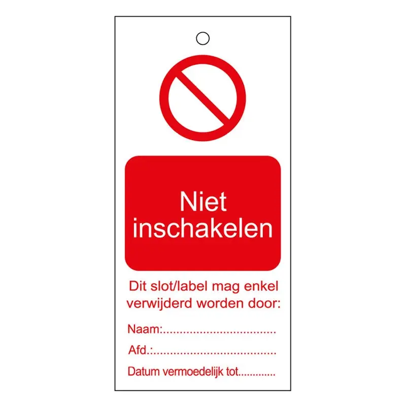 Waarschuwingtag niet inschakelen 75x160 mm