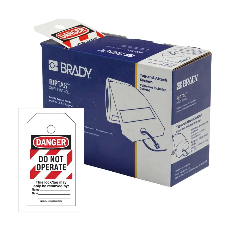 Waarschuwingstag met rode strepen RipTag Danger Do Not Operate 76,20x146,05 mm<linebreak>