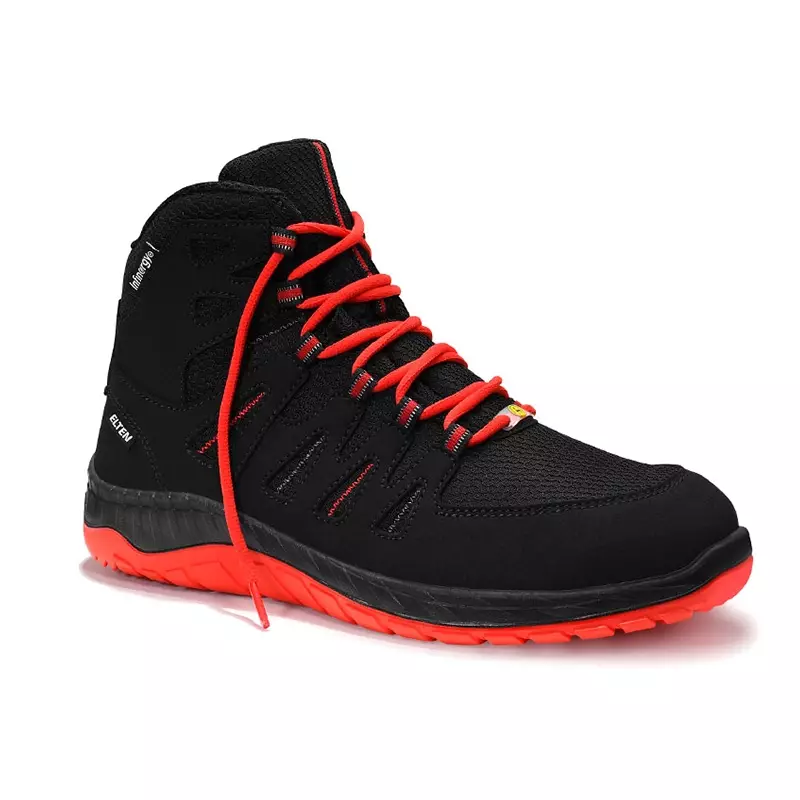 Elten Maddox Black-Red Mid veiligheidsschoen S3 SRC ESD