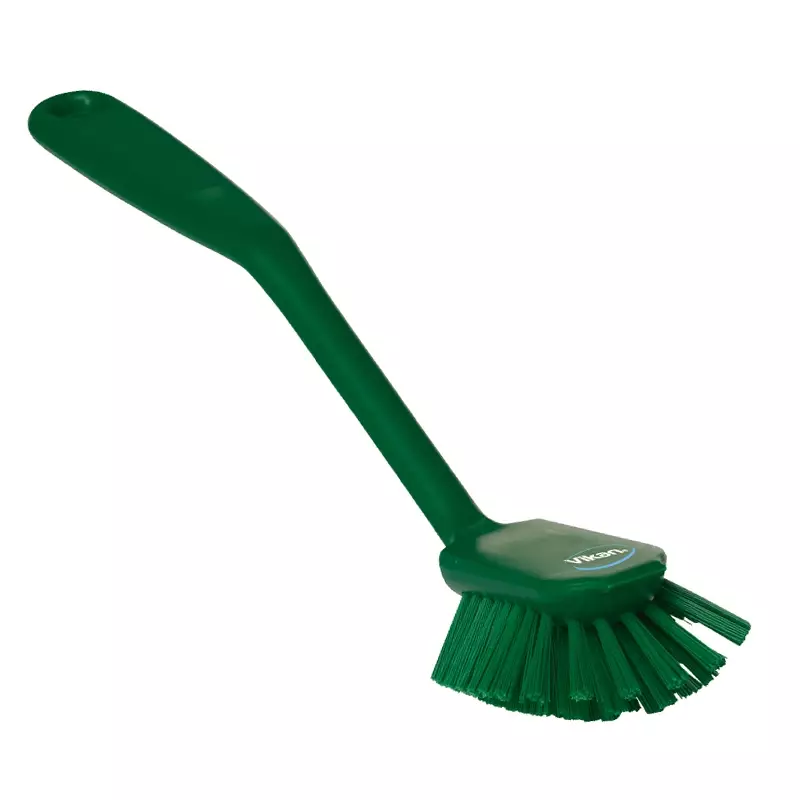 Vikan 42372 afwasborstel medium met schraaprand 280 mm groen