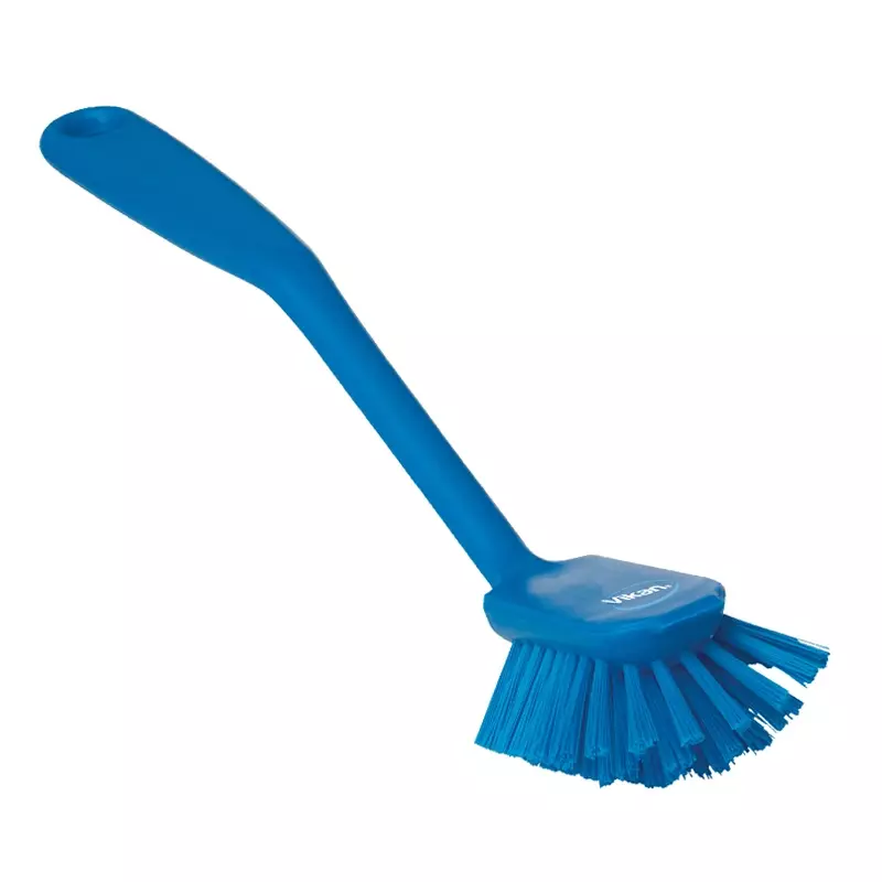 Vikan 42373 afwasborstel medium met schraaprand 280 mm blauw
