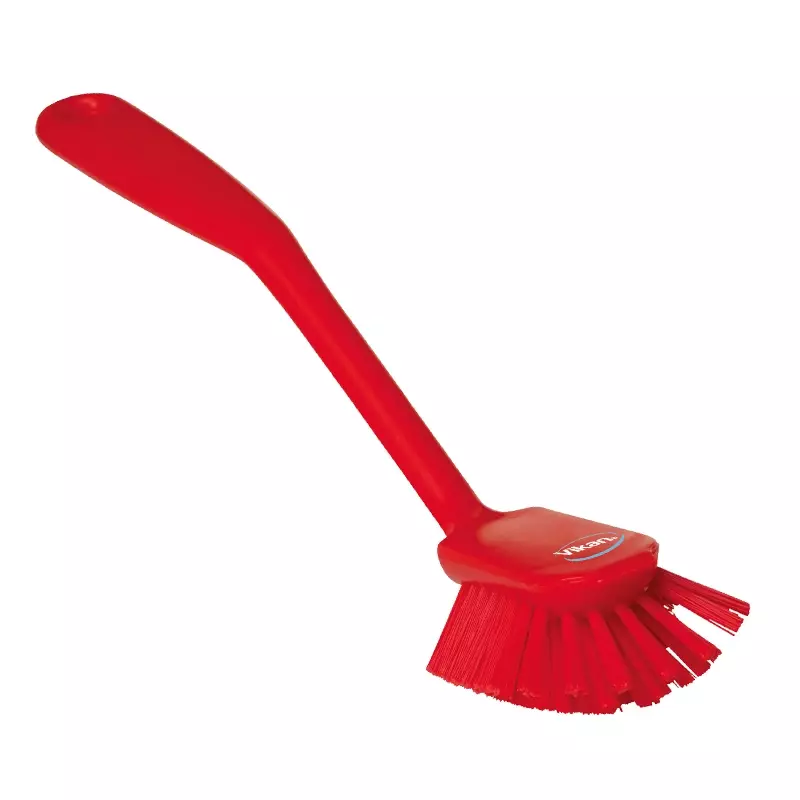 Vikan 42374 afwasborstel medium met schraaprand 280 mm rood