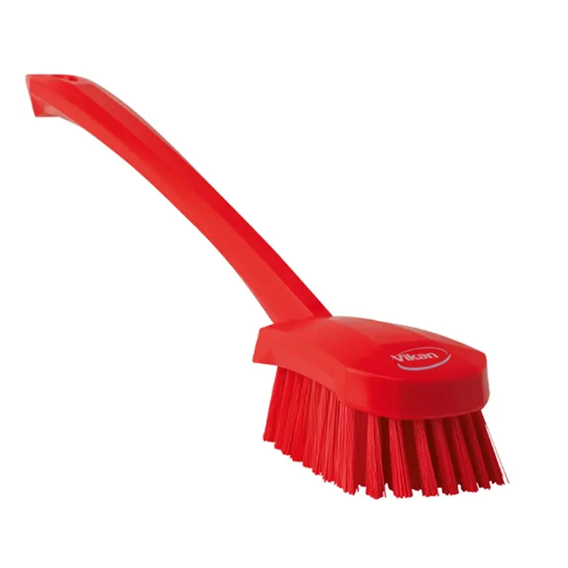 Vikan 41864 afwasborstel hard lange steel 415 mm rood