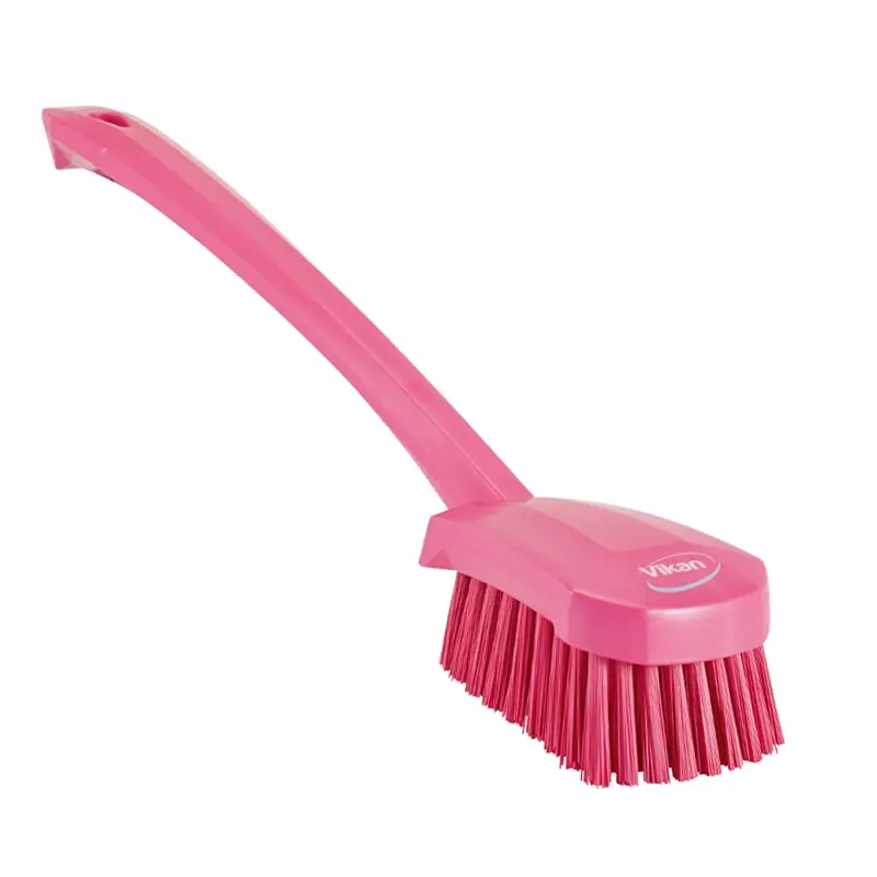 Vikan 41861 afwasborstel hard lange steel 415 mm roze