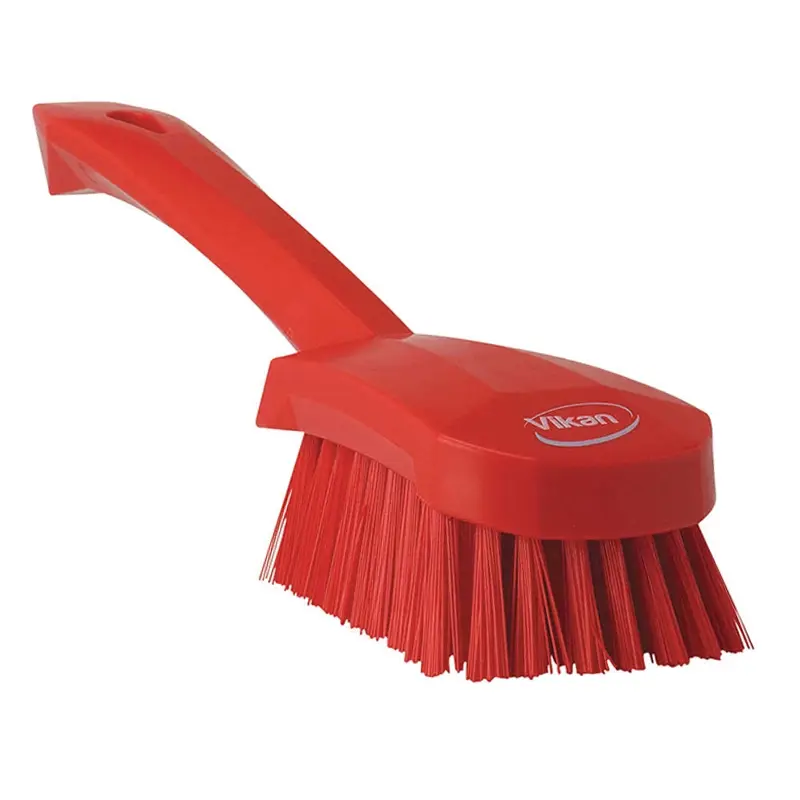 Vikan 41924 afwasborstel hard korte steel 270 mm rood