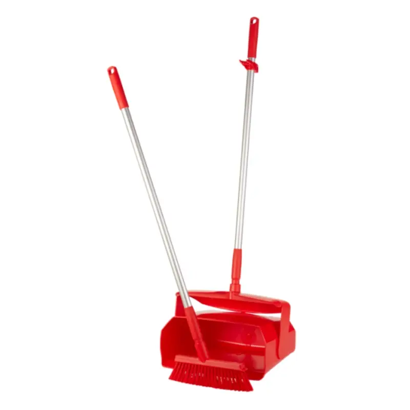 Vikan 56654 hygiënisch hotelstofblik met veger afsluitbaar 350 mm rood