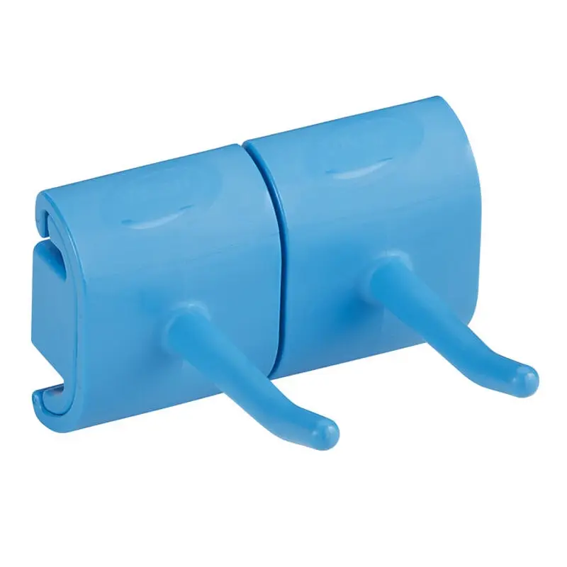 Vikan 10143 hygiënische wandbeugel dubbele haak blauw