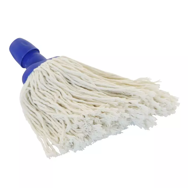 Spaanse mini-mop katoen met schroefdraadbevestiging 250 gr blauw
