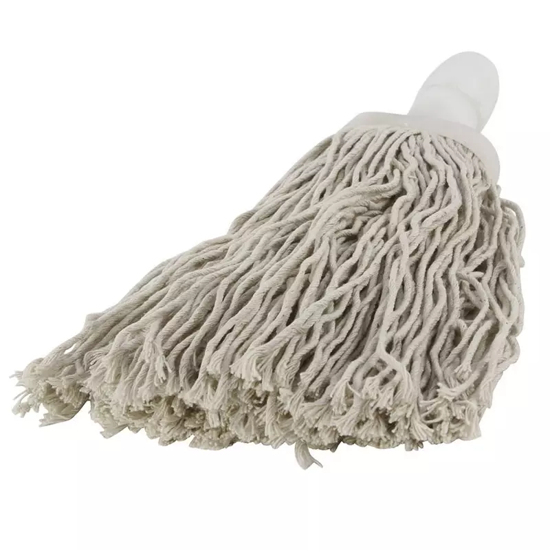 Spaanse mini-mop katoen met schroefdraadbevestiging 250 gr wit