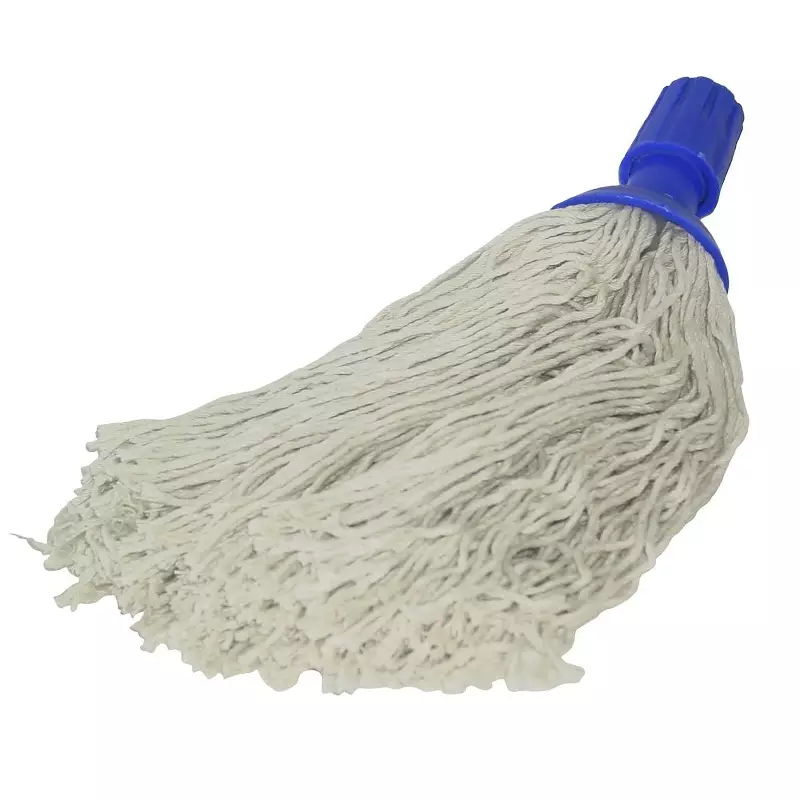 Spaanse mini-mop katoen met schroefdraadbevestiging 220 gr blauw