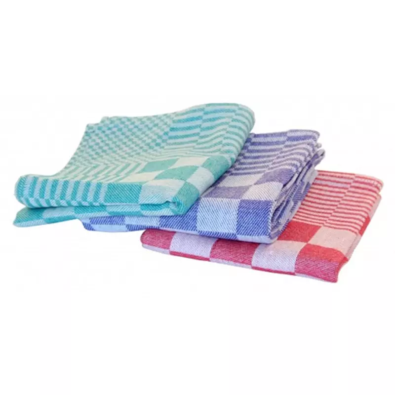 Theedoek geblokt 70x70 cm blauw