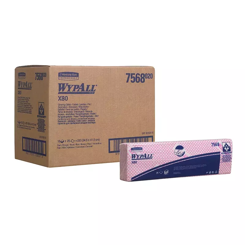 Kimberly-Clark WypAll X80 7568 poetsdoeken interfolded 410x330 mm rood
