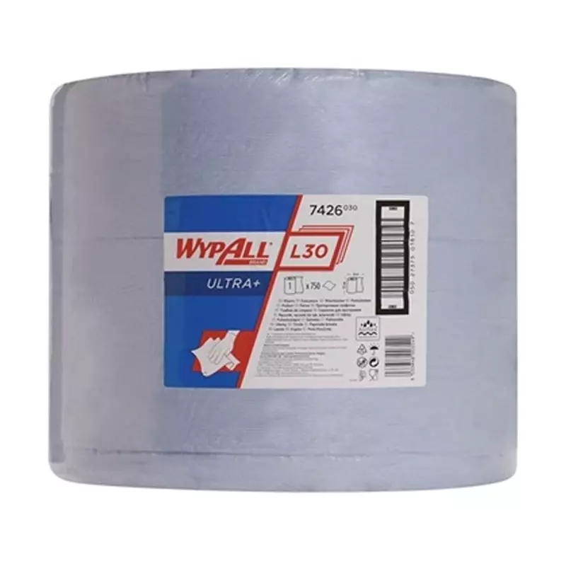 Kimberly-Clark Wypall L30 Ultra+ 7426 poetspapier industrierol 38x37 cm blauw