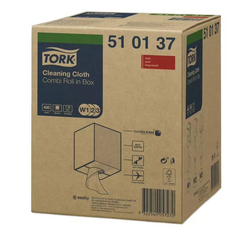 Tork poetsdoekrol Cleaning Combi rol 1-laags wit<linebreak>