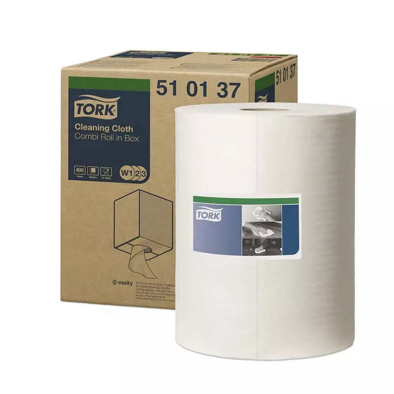 Tork poetsdoekrol Cleaning Combi rol 1-laags wit<linebreak>
