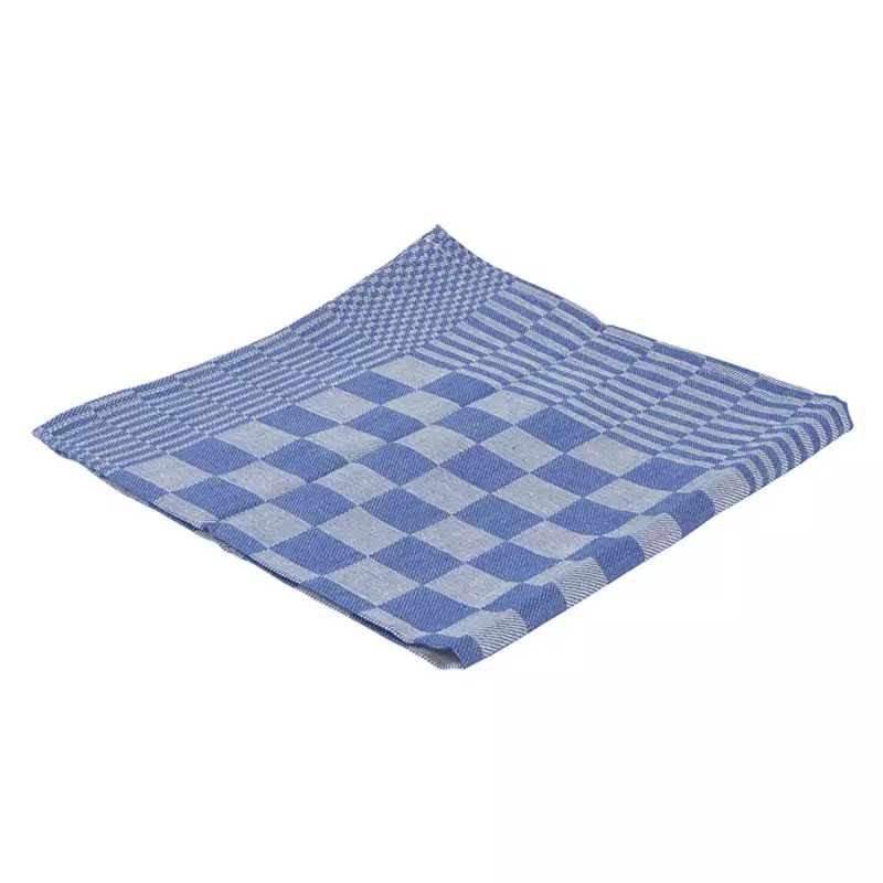 Theedoek geblokt 65x65 cm blauw