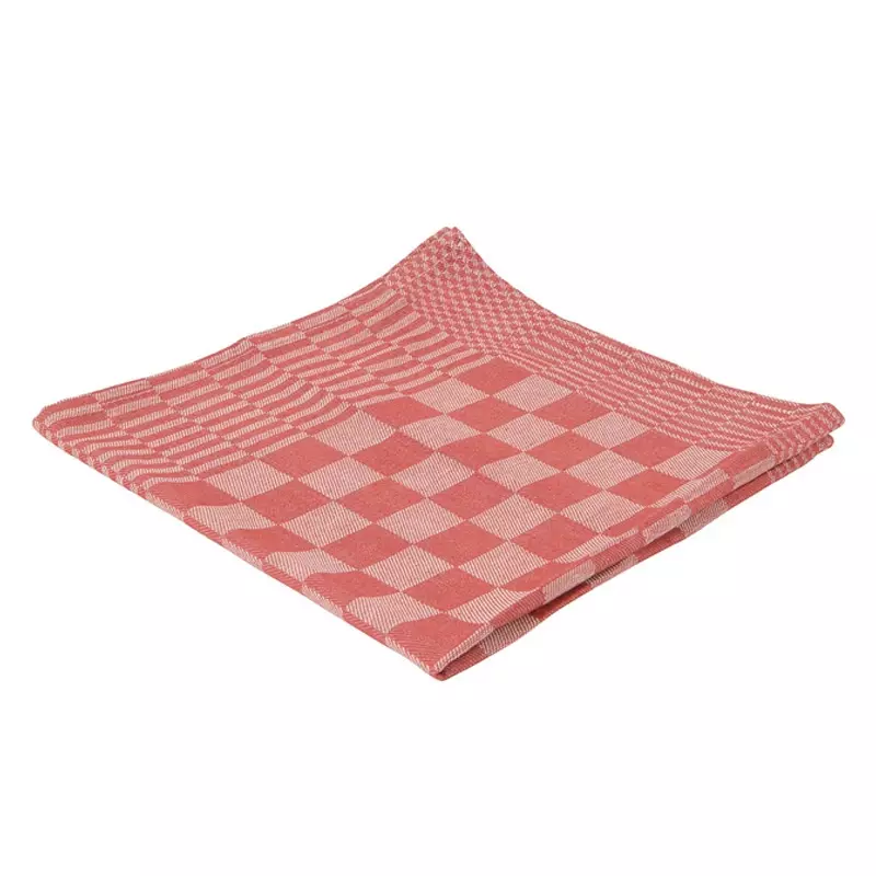 Theedoek geblokt 65x65 cm rood
