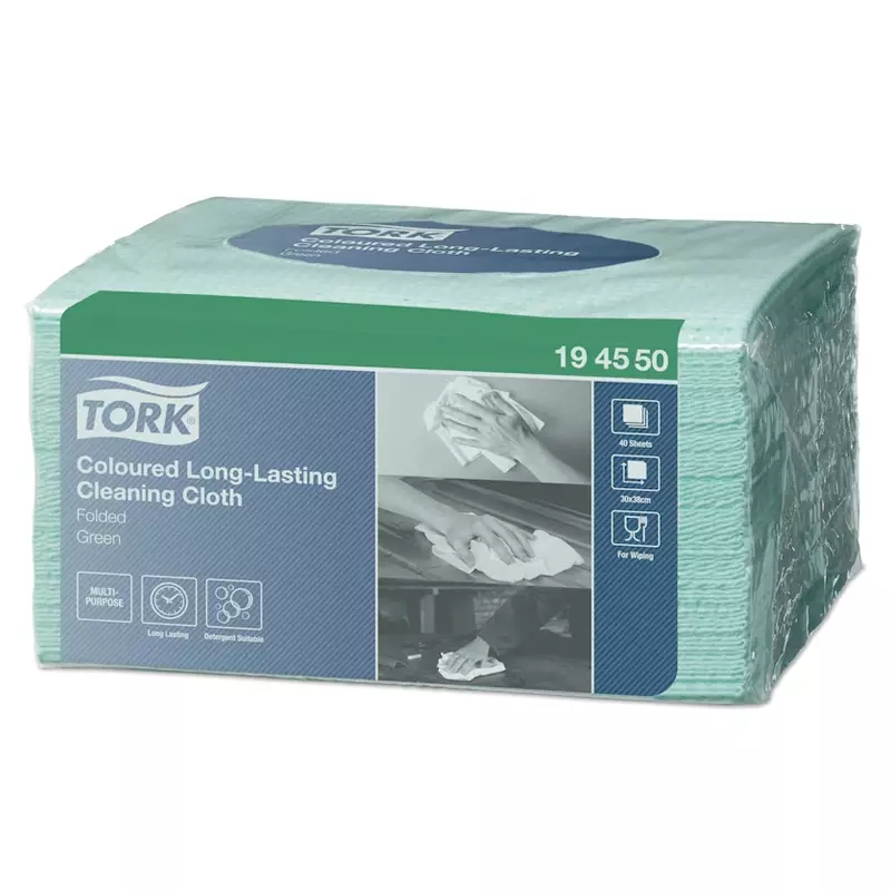 Tork reinigingsdoeken Coloured Long Lasting gevouwen W8 blauw