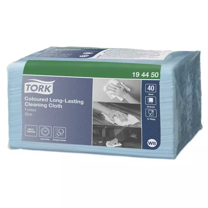 Tork reinigingsdoeken Coloured Long Lasting gevouwen W8 blauw
