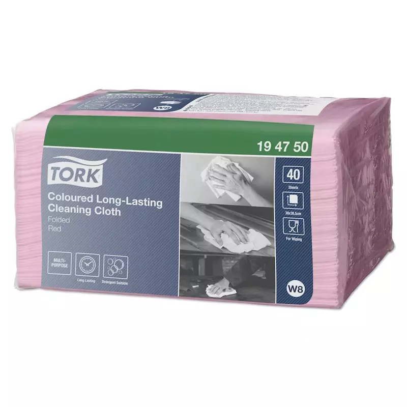 Tork reinigingsdoeken Coloured Long Lasting gevouwen W8 blauw