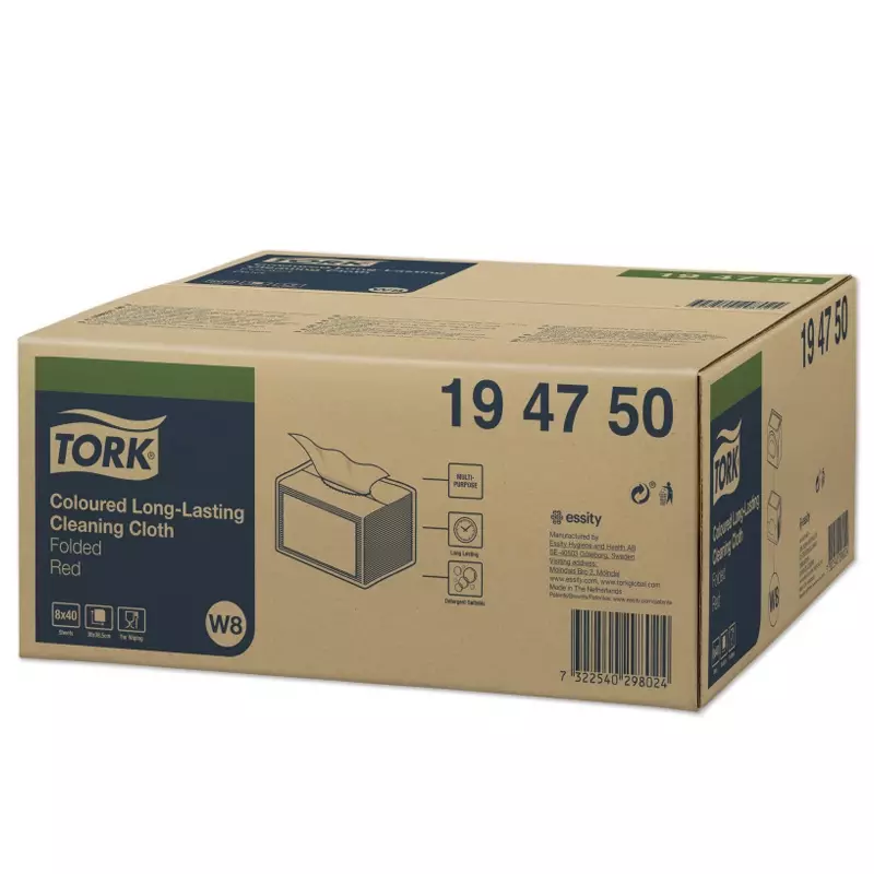 Tork reinigingsdoeken Coloured Long Lasting gevouwen W8 blauw