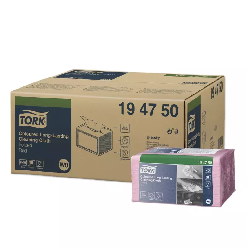 Tork reinigingsdoeken Coloured Long Lasting gevouwen W8 rood