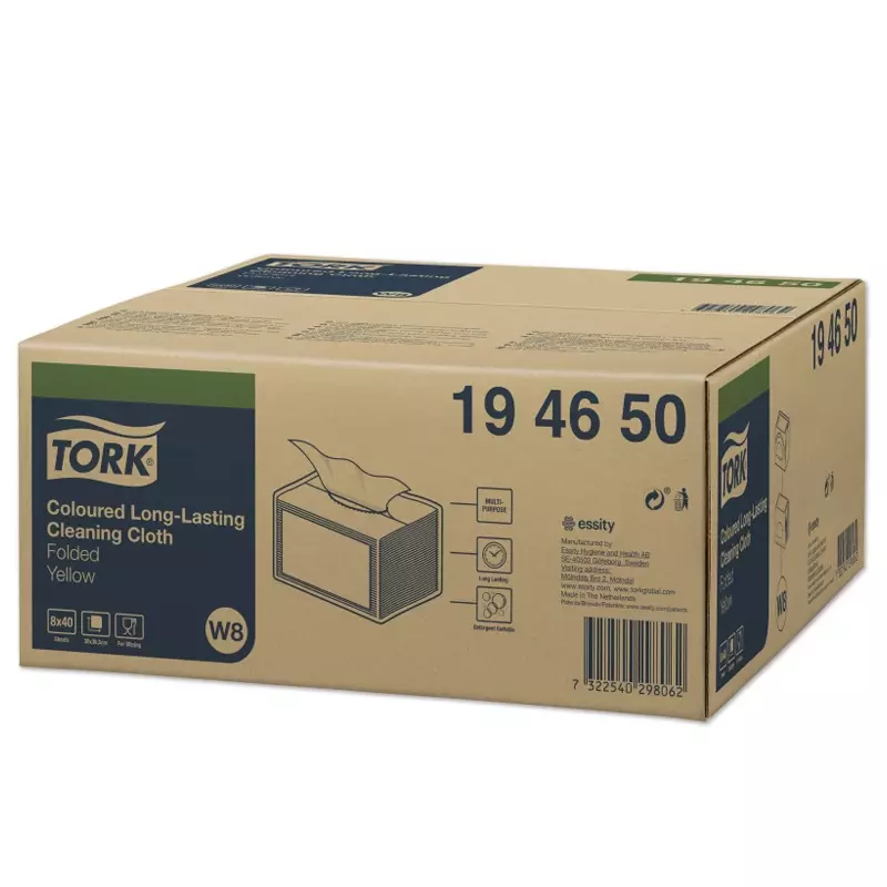 Tork reinigingsdoeken Coloured Long Lasting gevouwen W8 blauw