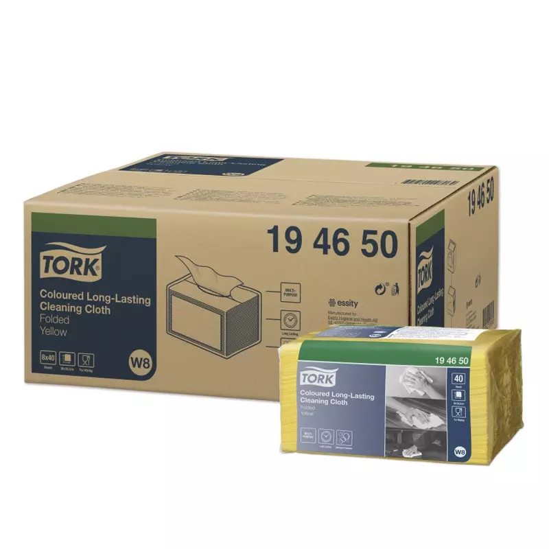 Tork reinigingsdoeken Coloured Long Lasting gevouwen W8 geel