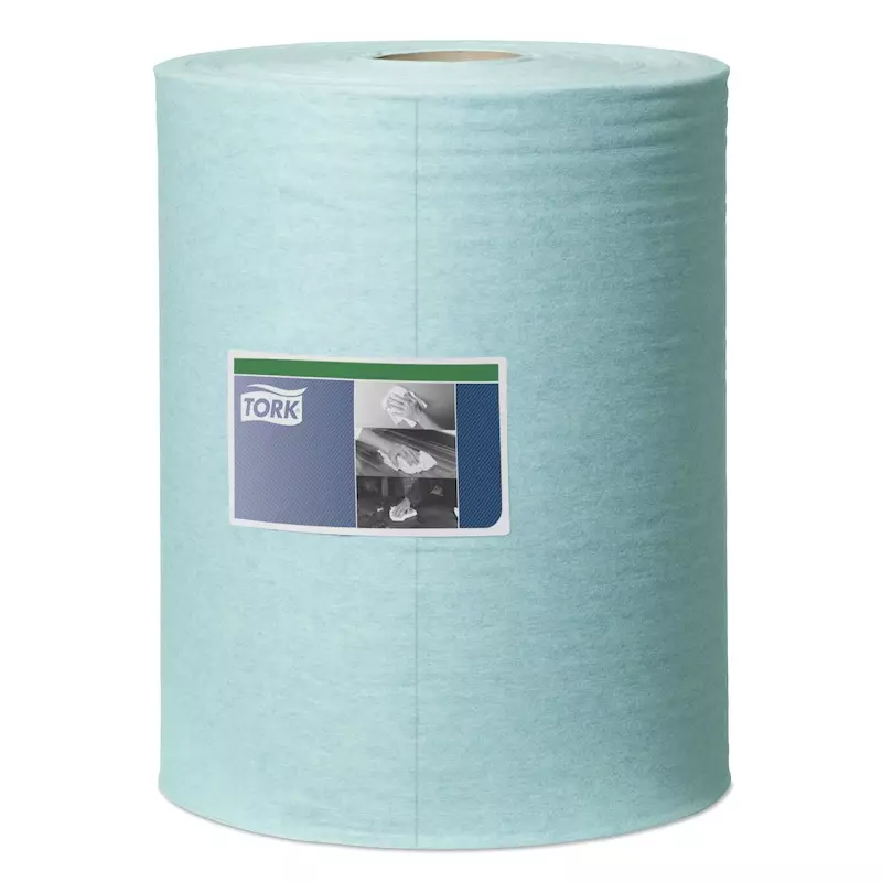 Tork poetsdoekrol Low-Lint Combi Rol 1-laags W1 W2 W3 blauw