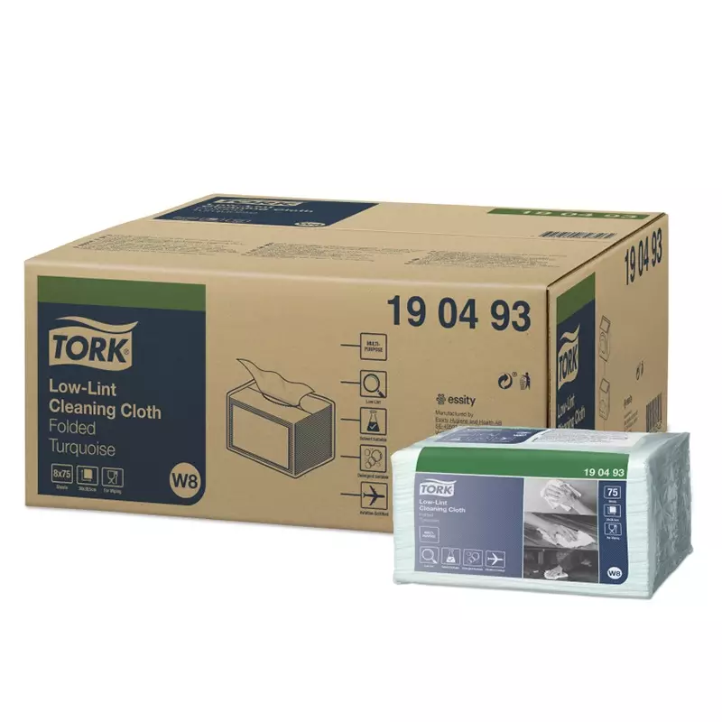 Tork reinigingsdoeken Low-Lint gevouwen 1-laags W8 blauw