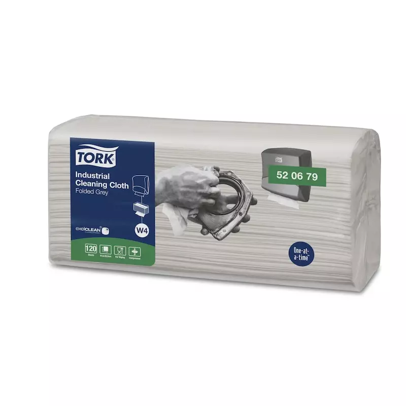 Tork poetsdoeken Industrial Cloth Folded 1-laags W4 grijs