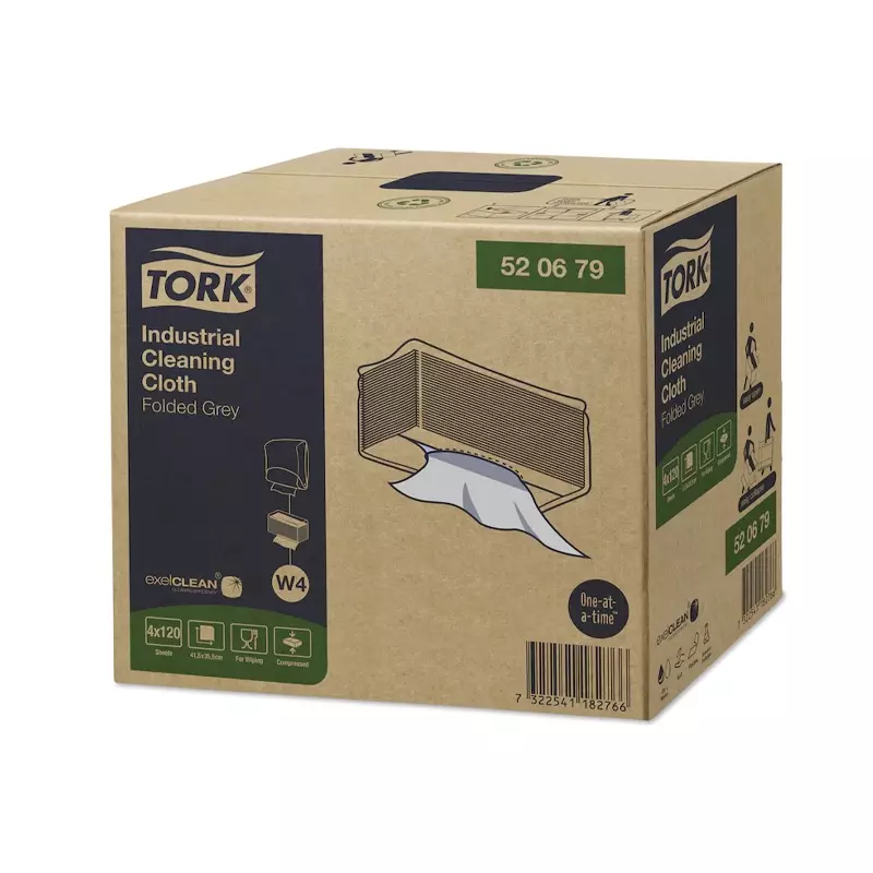 Tork poetsdoeken Industrial Cloth Folded 1-laags W4 grijs