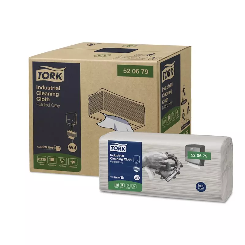 Tork poetsdoeken Industrial Cloth Folded 1-laags W4 grijs