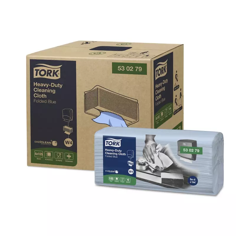 Tork Heavy Duty Cloth Folded poetsdoeken W4 blauw