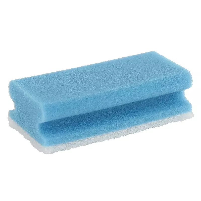 Schuurspons met handgreep 140x70x45 mm blauw-wit