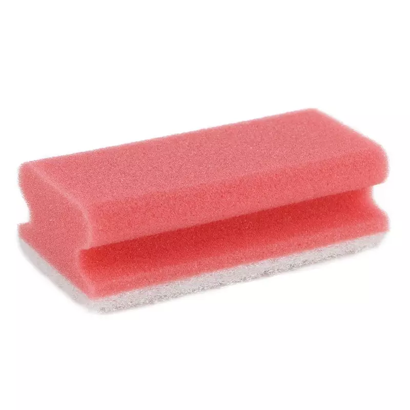 Schuurspons met handgreep 140x70x45 mm rood-wit