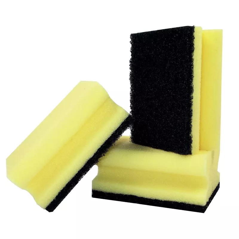 Schuurspons met handgreep 100x70x45 mm geel-groen