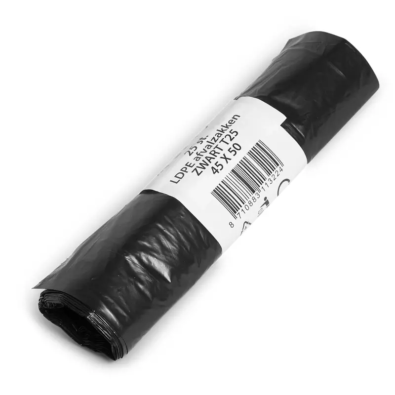 Afvalzakken zwart LDPE gerecycled T25 45x50 cm