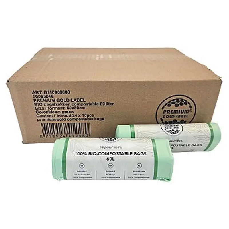 Afvalzak biologisch afbreekbaar 60x80 cm 30 mu 60 liter