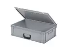 Stapelbak met deksel koffergreep 600x400x185 mm 33 liter grijs