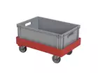 Kunststof onderstel gegalvaniseerde gaffels nylon/PU wielen 600x400 mm rood