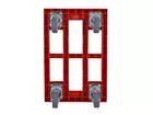 Kunststof onderstel gegalvaniseerde gaffels nylon/PU wielen 600x400 mm rood