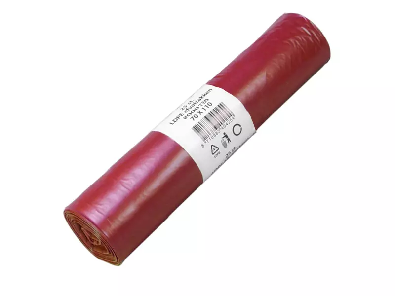 Afvalzakken rood LDPE gerecycled T50 70x110 cm
