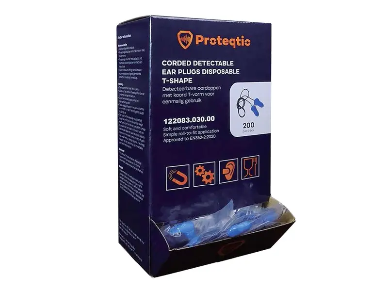 Proteqtio PTD30 oorpluggen T-vorm detecteerbaar met koord blauw