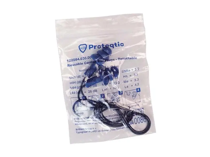 Proteqtio PTD20 oorpluggen 3 lamellen detecteerbaar met koord blauw